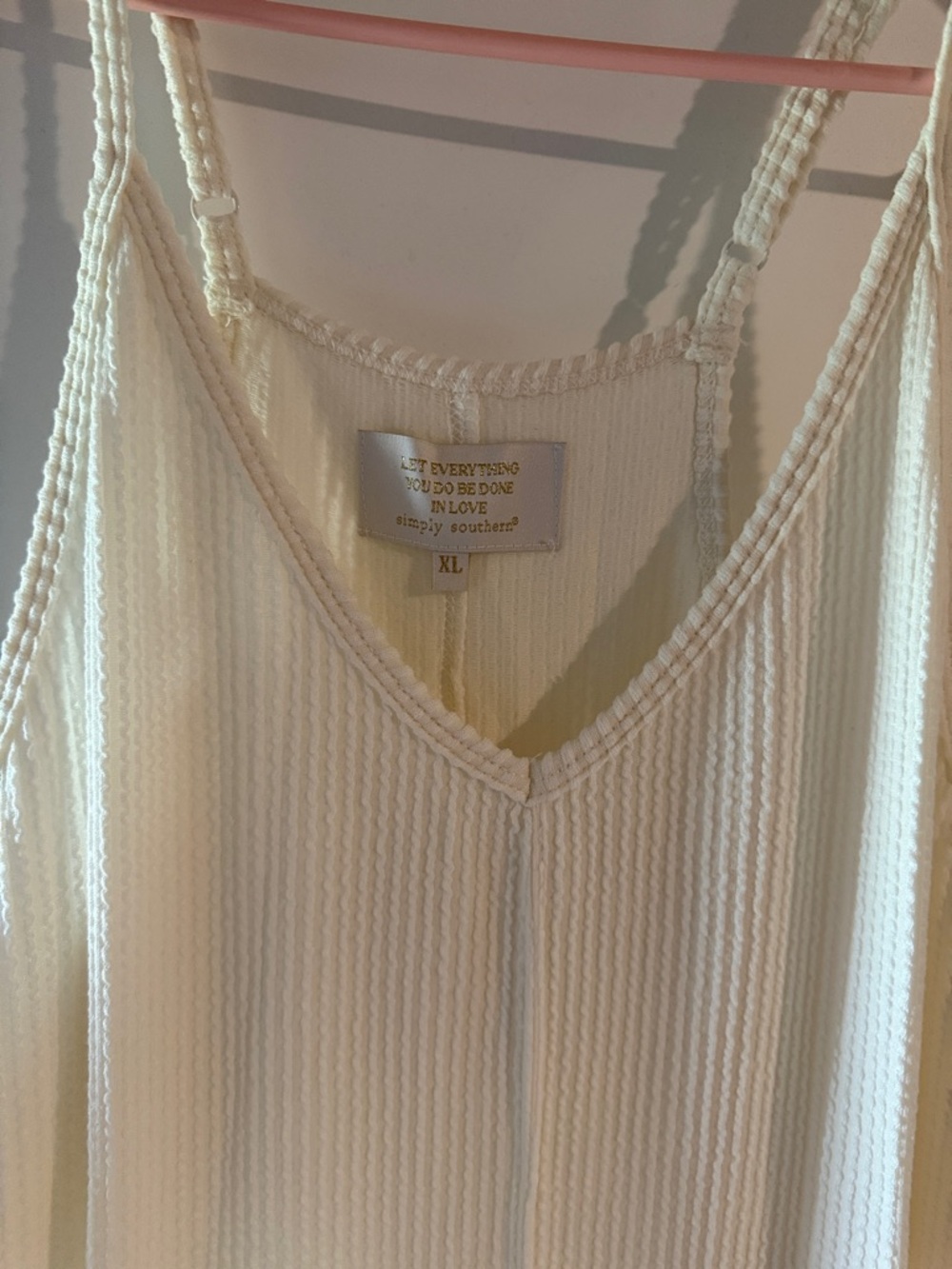 Simply Southern Cream Ribbed V-Neck Tank